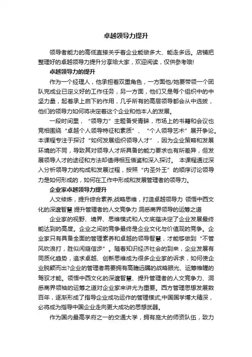 卓越领导力提升