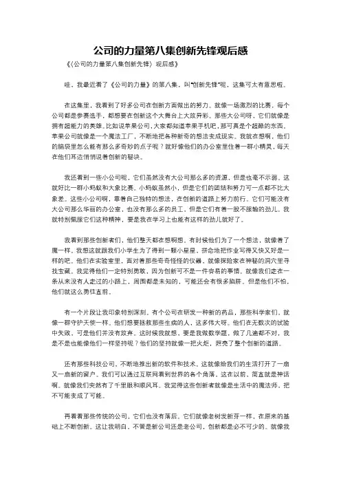 公司的力量第八集创新先锋观后感