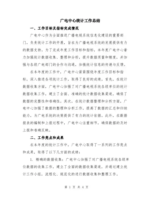 广电中心统计工作总结