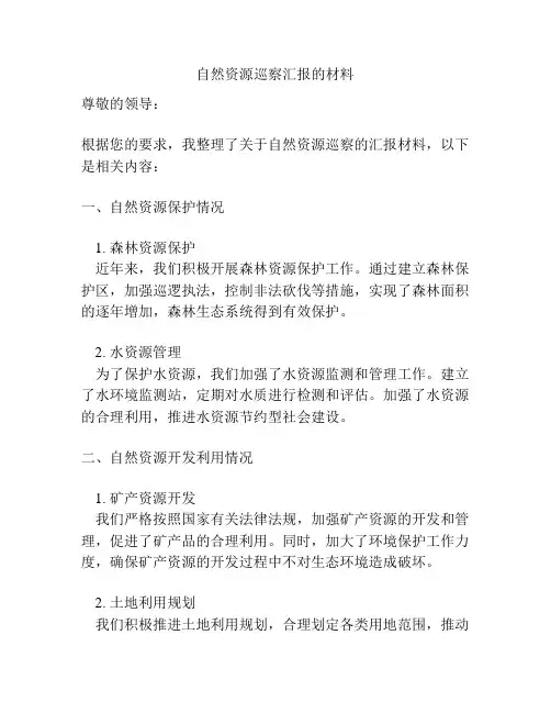自然资源巡察汇报的材料