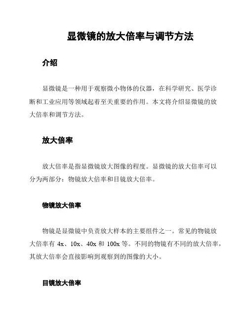 显微镜的放大倍率与调节方法