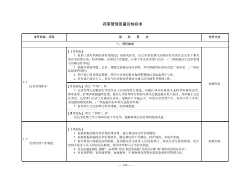 药事管理质量控制标准(医疗质量控制标准)