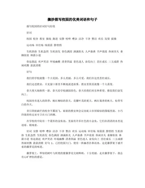 摘抄描写校园的优美词语和句子