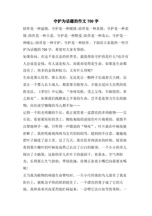 守护为话题的作文700字