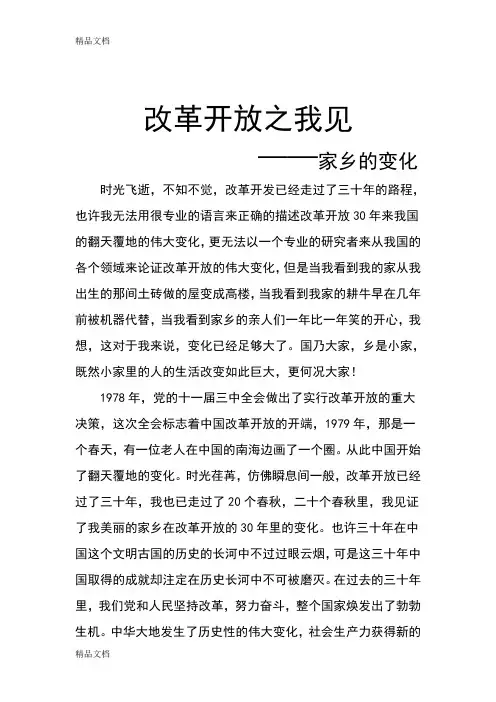 (整理)改革开放之我见3000字