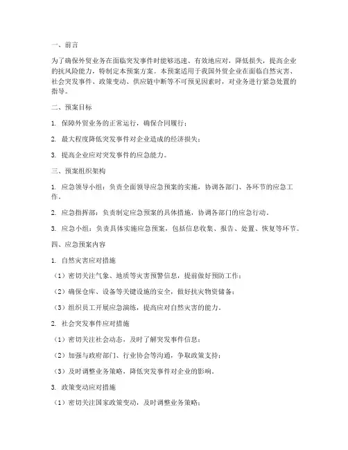 外贸业务应急预案方案模板