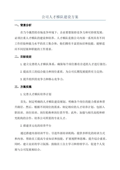 公司人才梯队建设方案