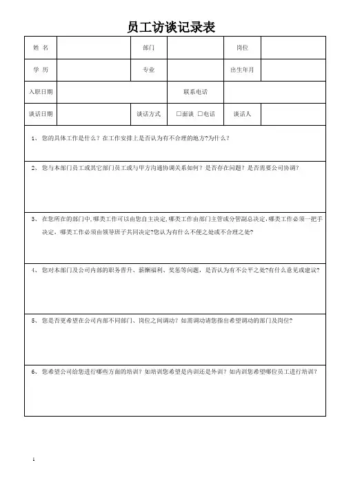员工访谈记录表