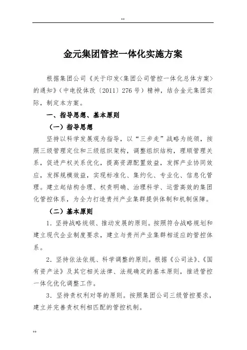 金元集团管控一体化实施-方案