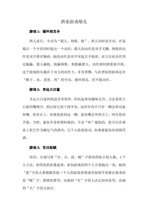 酒桌游戏敬礼