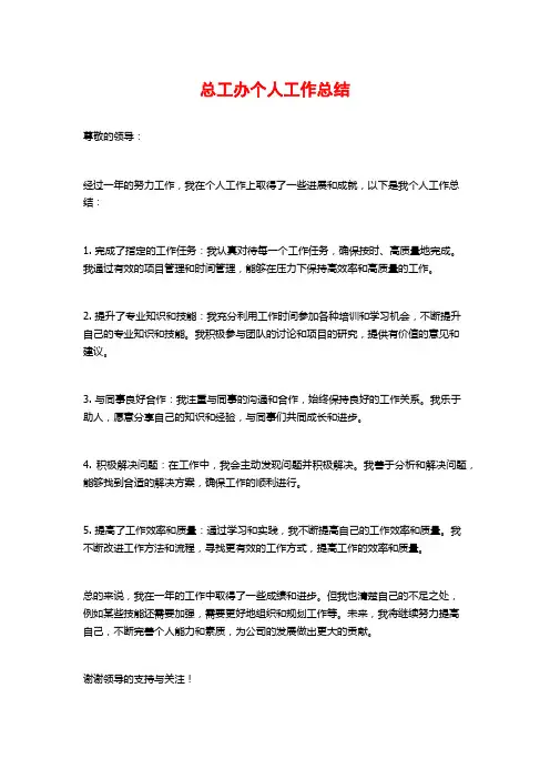 总工办个人工作总结