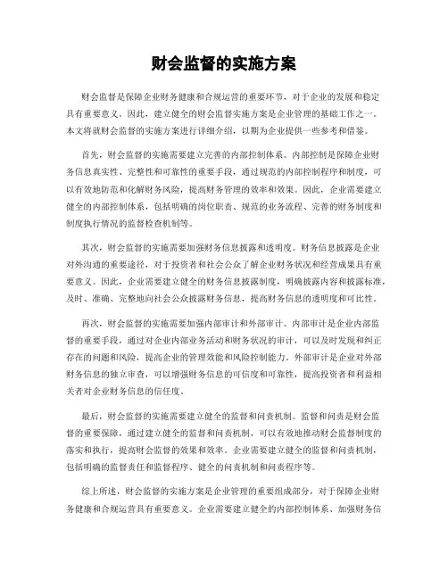 财会监督的实施方案