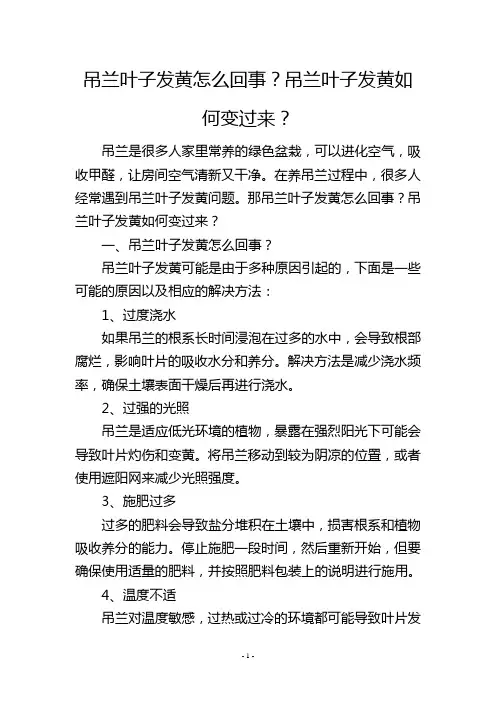 吊兰叶子发黄怎么回事？吊兰叶子发黄如何变过来？