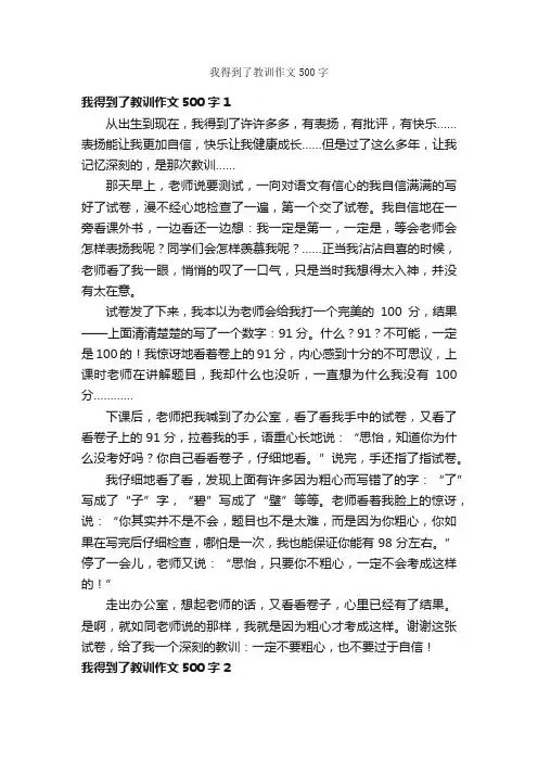 我得到了教训作文500字
