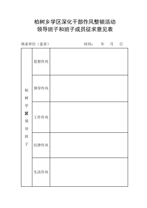 作风整顿征求意见表