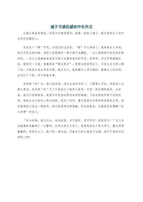 诫子书读后感初中生作文