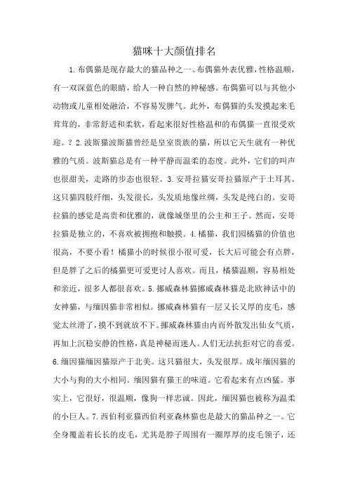 猫咪十大颜值排名