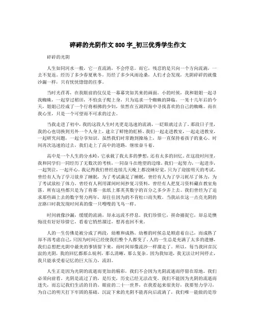 碎碎的光阴作文800字_初三优秀学生作文