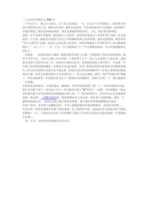 二十年后回母校作文500字