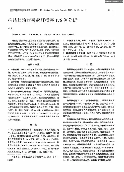 抗结核治疗引起肝损害176例分析