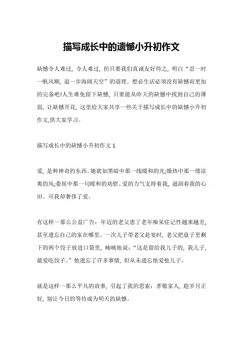 描写成长中的遗憾小升初作文