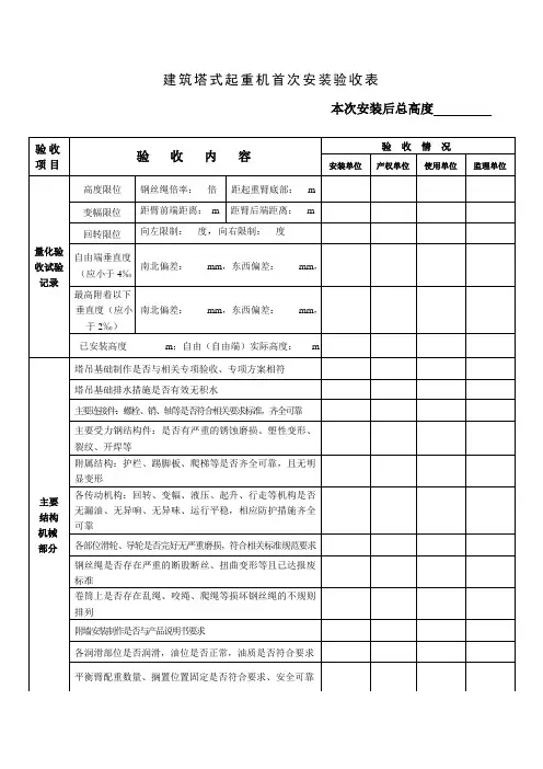 塔吊安装验收表