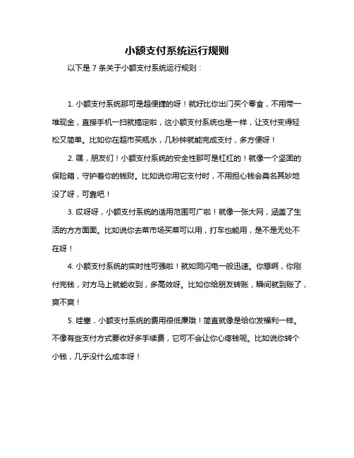 小额支付系统运行规则