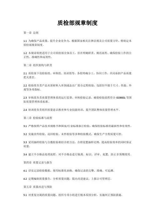 质检部规章制度