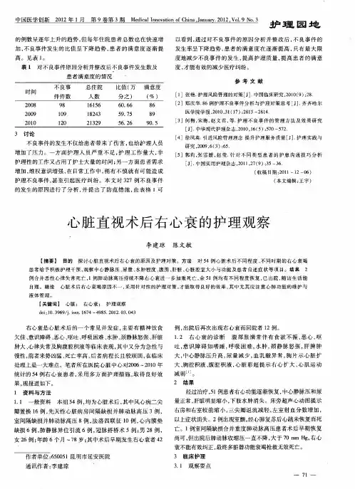 心脏直视术后右心衰的护理观察