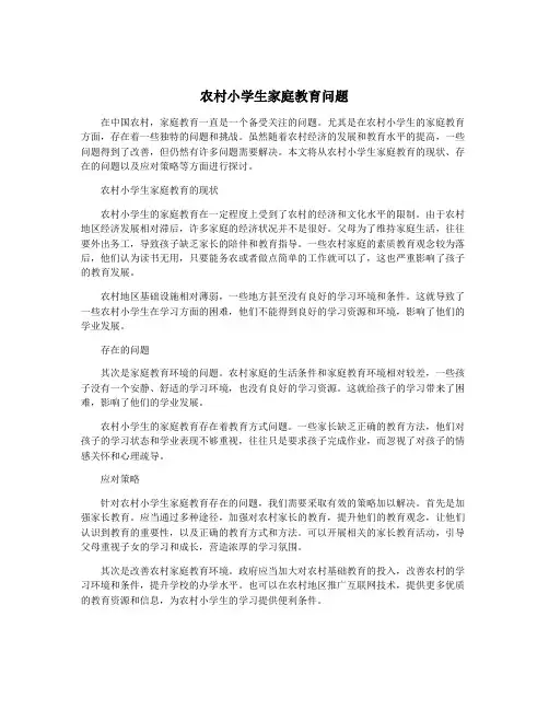 农村小学生家庭教育问题