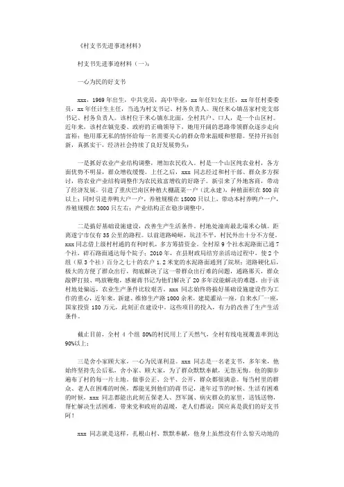 村支书先进事迹材料12篇完整版