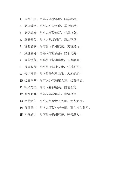 那些夸男生帅的绝佳成语