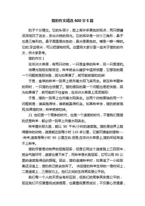 猎豹作文精选600字5篇