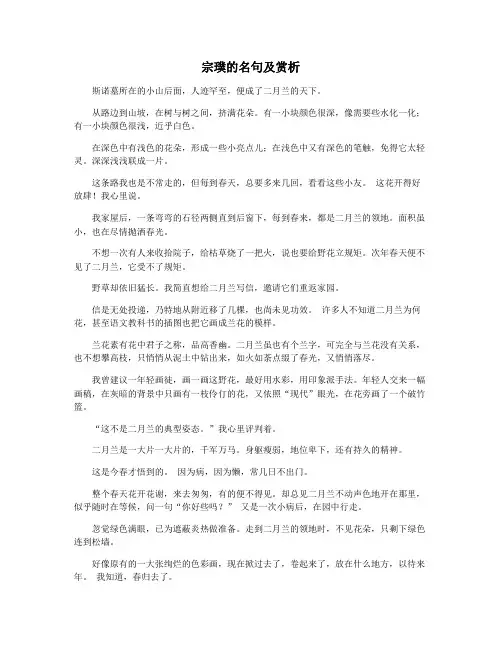 宗璞的名句及赏析