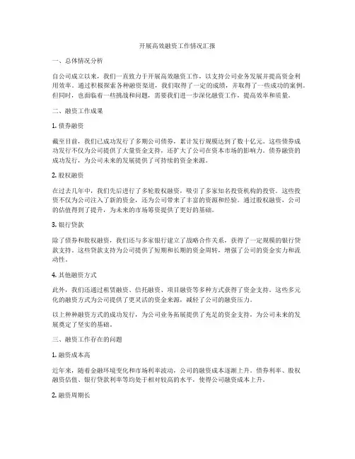 开展高效融资工作情况汇报