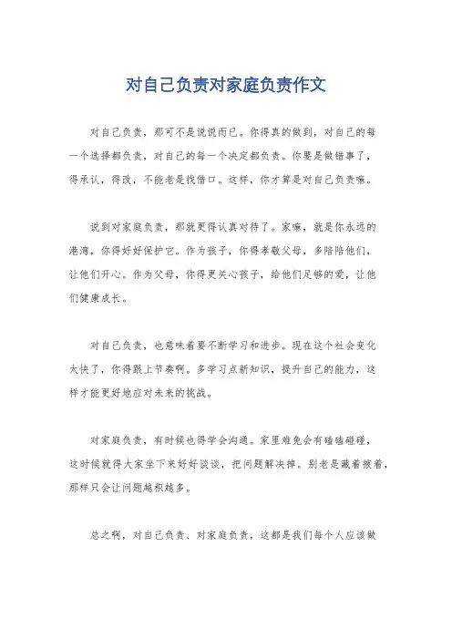 对自己负责对家庭负责作文
