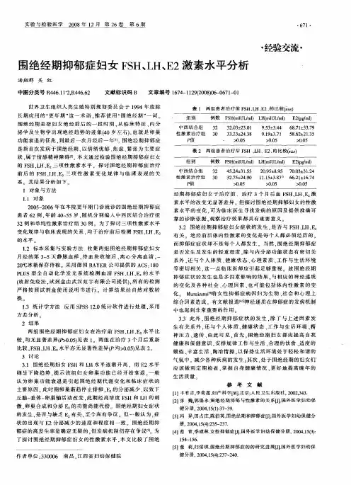 围绝经期抑郁症妇女FSH、LH、E2激素水平分析