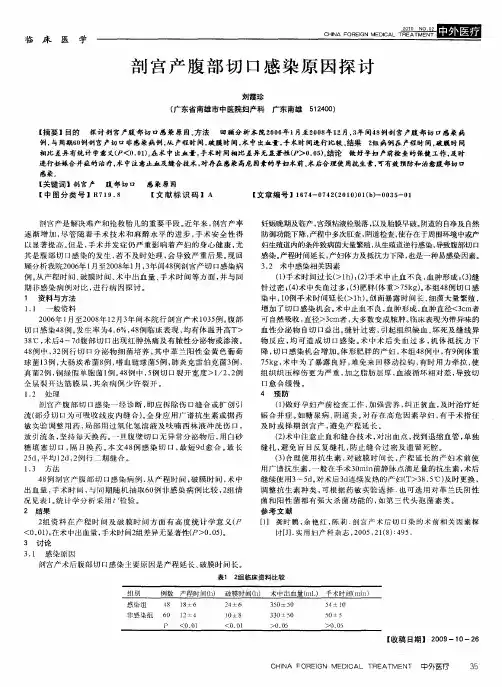 剖宫产腹部切口感染原因探讨