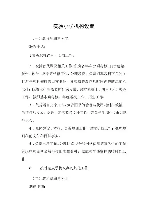 实验小学机构设置