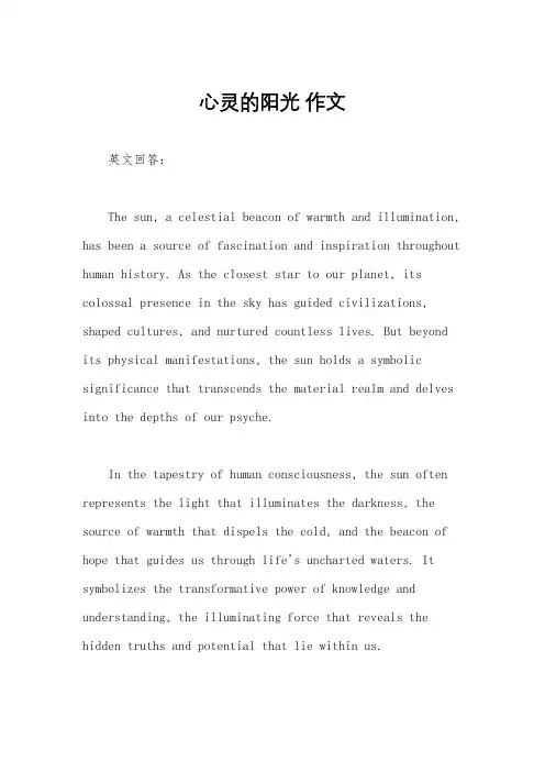 心灵的阳光 作文 2