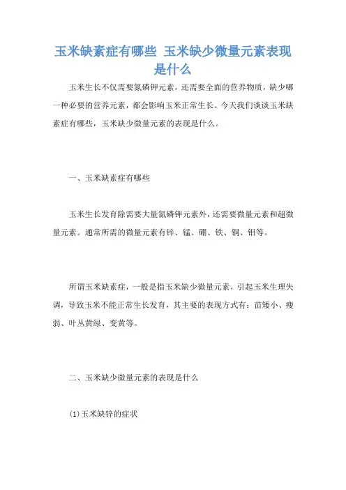 玉米缺素症有哪些 玉米缺少微量元素表现是什么