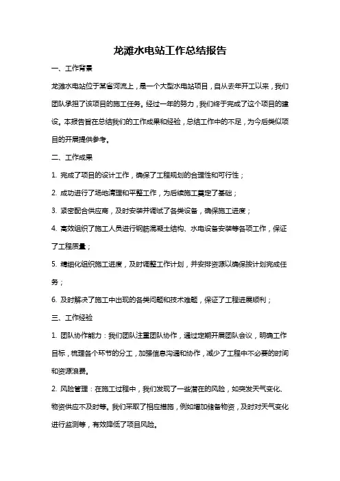 龙滩水电站工作总结报告