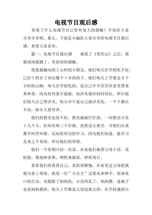 电视节目观后感