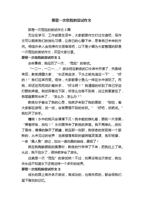 那是一次危险的尝试作文