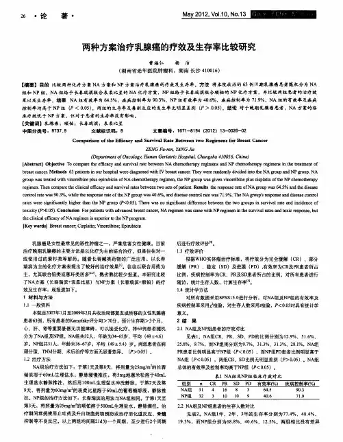 两种方案治疗乳腺癌的疗效及生存率比较研究