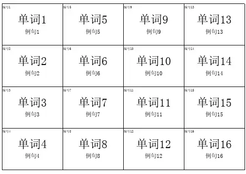 自动排版双面打印单词卡片模板【16张排版】