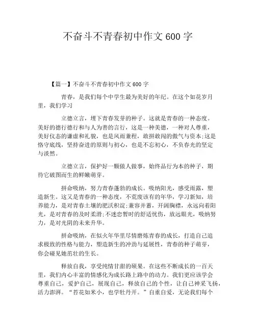 不奋斗不青春初中作文600字