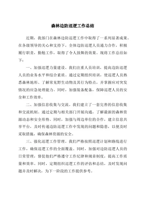 森林边防巡逻工作总结