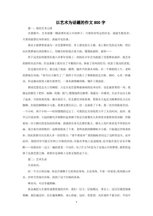 以艺术为话题的作文800字范文精选