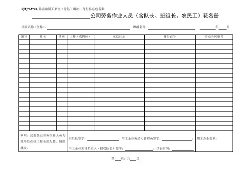 劳务花名册